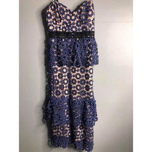 BLUE CROCHET MIDI DRESS